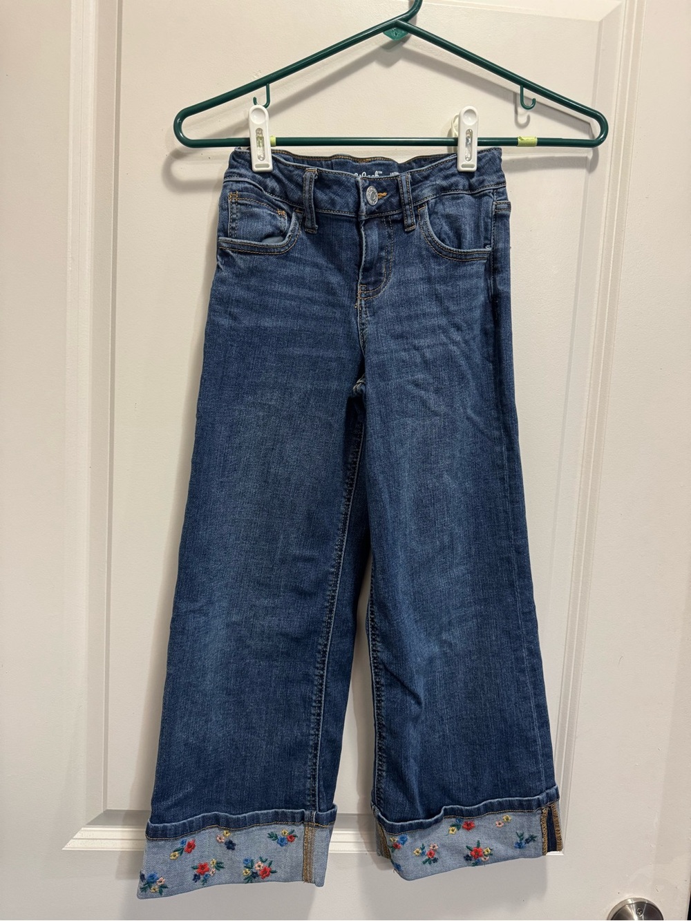 & Other Stories Dark Blue Wide-Leg Jeans with Embroidered Cuff
